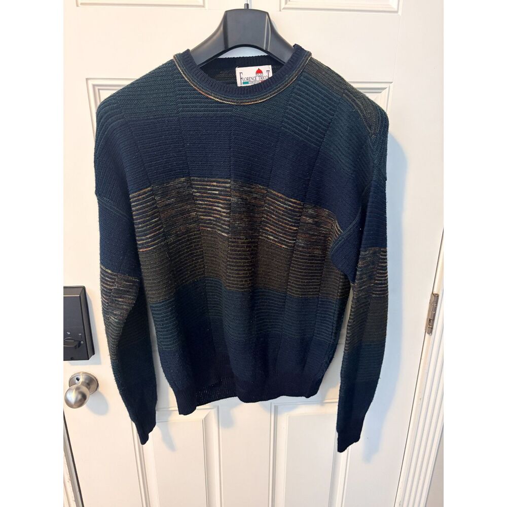 Vintage Florence Tricot Crewneck Knit Grandpa Sweater Made In Italy Men M EUC